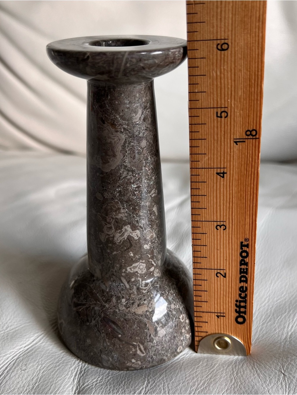 Marbled Gray Stone Candlestick Holder - Stylish Home Accent
